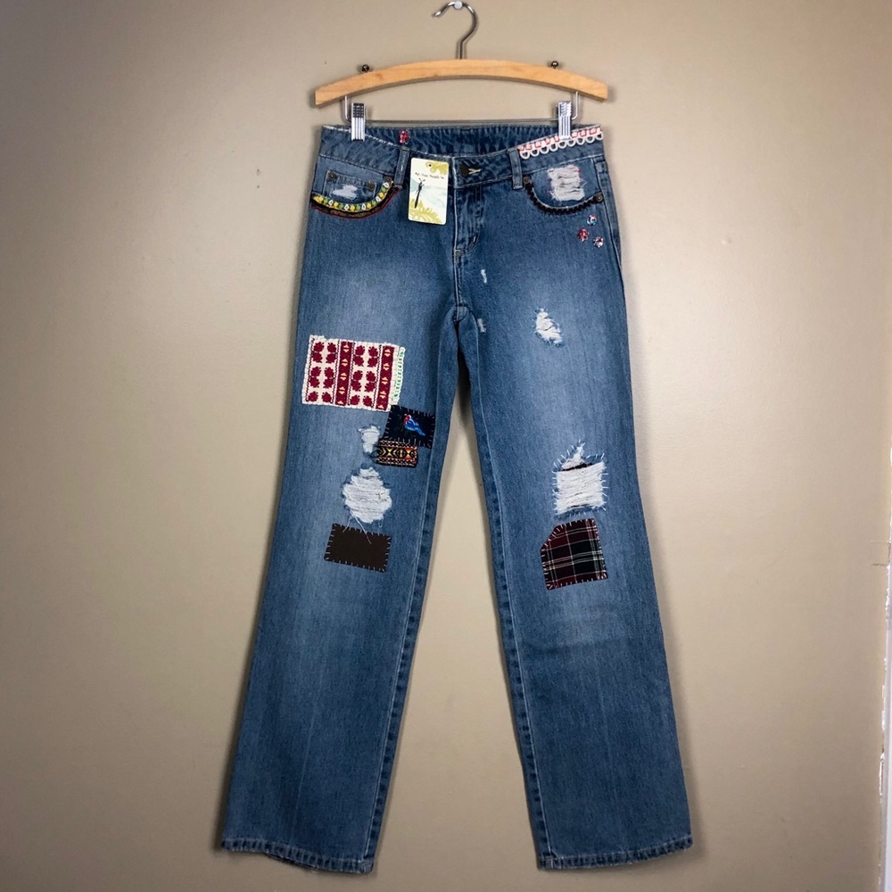 Free People Vintage Patch Embellished Jeans H484 - Picture 1 of 8